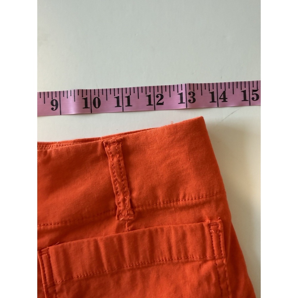 Maeve Anthropologie Colette Pants Linen Stretch Wide Leg Orange Crop Pockets 27 - Picture 9 of 14